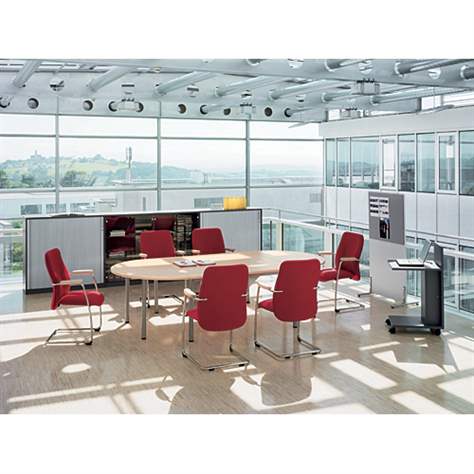 Besprechungstisch, runde Tischbeine, glänzend, Farbe Ahorn, B x T: 1400 x 1400 mm - Nowy Styl Group - Bild2