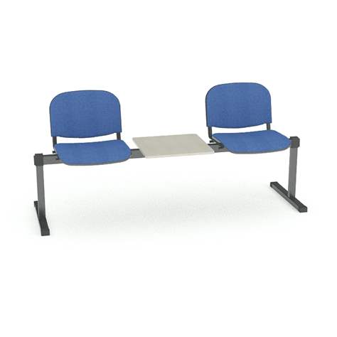 Sitzbank ISO 2 Sitze mit Ablagestisch, Länge 1780 mm, Sitz gepolstert, Farbe blau, Gestell schwarz - Nowy Styl Group - Bild5
