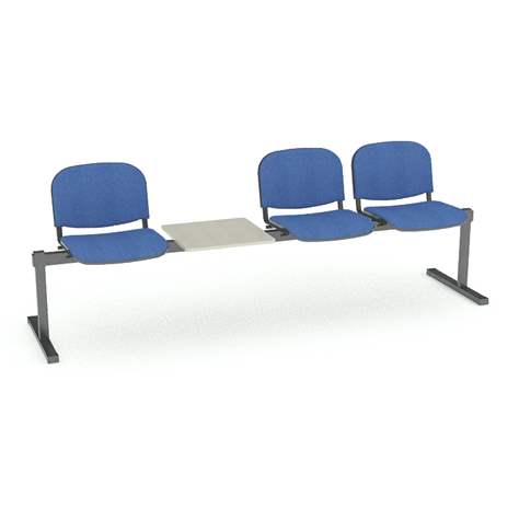 Sitzbank ISO 3 Sitze mit Ablagestisch, Länge 2345 mm, Sitz gepolstert, Farbe blau, Gestell schwarz - Nowy Styl Group - Bild5