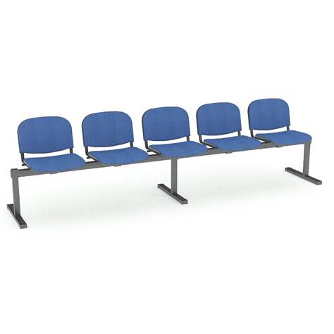 Sitzbank ISO 5 Sitze, Länge 2910 mm, Sitz gepolstert, Farbe blau, Gestell schwarz - Nowy Styl Group - Bild5