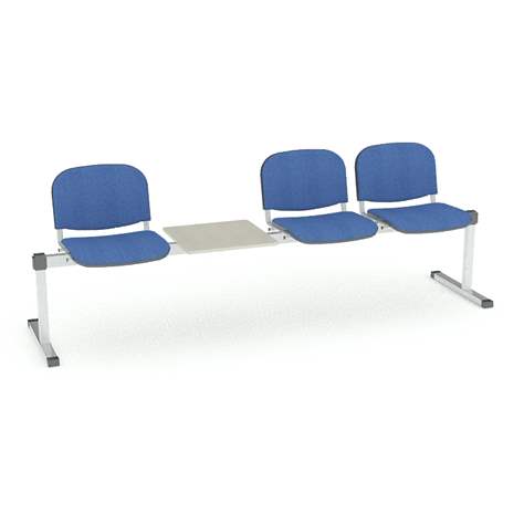 Lavice ISO trojsedák so stolíkom, dľžka 2345 mm, sedák čalúnený modrý, podnožie farba hliníková - Nowy Styl Group - obrázok5