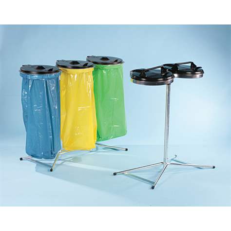 Müllsackständer für 2x120 l Säcke, verzinkt, Kunststoffdeckel Schwarz