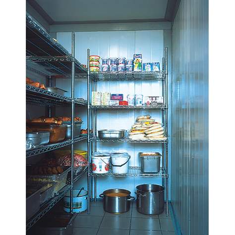 Gitterregal, verchromt, Fachboden-Traglast 250 kg, HxBxT: 1820x1220x610 mm, 4 Fachböden - Bild2