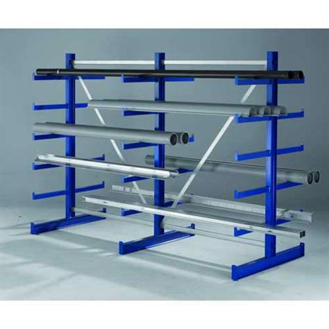 Kragarmregal ATLAS mit identischen Kragarmlängen, doppelseitig, Länge 2700 mm, 3 Ständer, 6 Ebene - META Skladovací technika