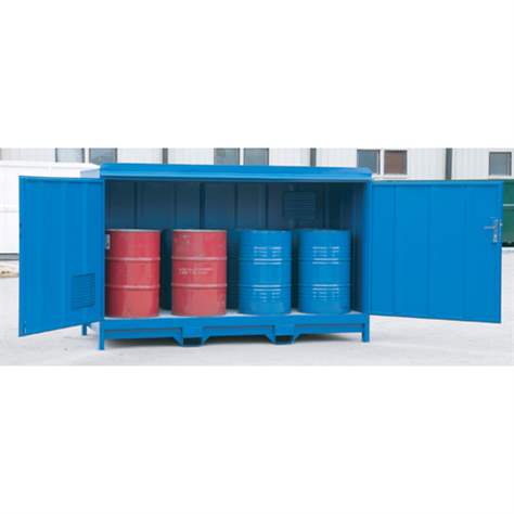 Regál na sudy se záchytnou vanou, uzavřený, stojaté uložení sudů, v x š x h: 1800x2900x1400 mm. - obrázek2