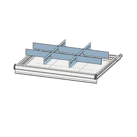 Vnútorné delenie zásuviek z pozinkovaného plechu 3 x 3, pre zásuvky 459 x 459 x 75 mm - Polak CZ, s.r.o.