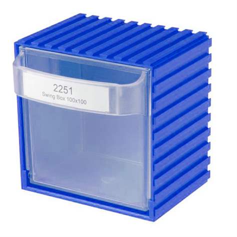 Klappkasten Swingbox, 100 x 100 x 94 mm, herauskippbar, 1 Kasten, Farbe Blau