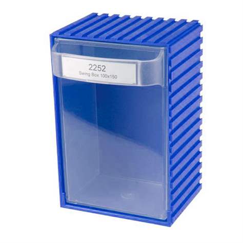 Klappkasten Swingbox, 100 x 150 x 94 mm, herauskippbar, 1 Kasten, Farbe Blau