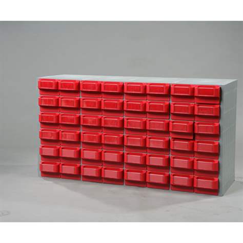 Microcomputer Time series lanthanum EMPORO - Dulap plastic cu cutii organizator - dulap sistem organizator cu  sertare cutii plastic VariBox, 1000 x 533 x 355 mm, 48 sertare roșie