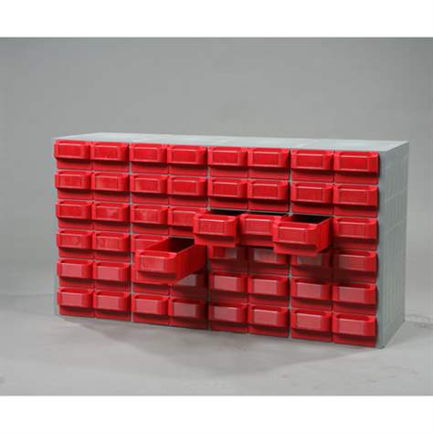 ronțăind lipsă Scânteie  EMPORO - Dulap plastic cu cutii organizator - dulap sistem organizator cu  sertare cutii plastic VariBox, 1000 x 533 x 355 mm, 48 sertare roșie