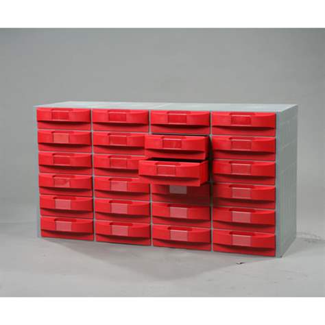 Plastový zásobník VariBox, 1000 x 533 x 355 mm, 24 zásuviek červenej farby. - obrázok6