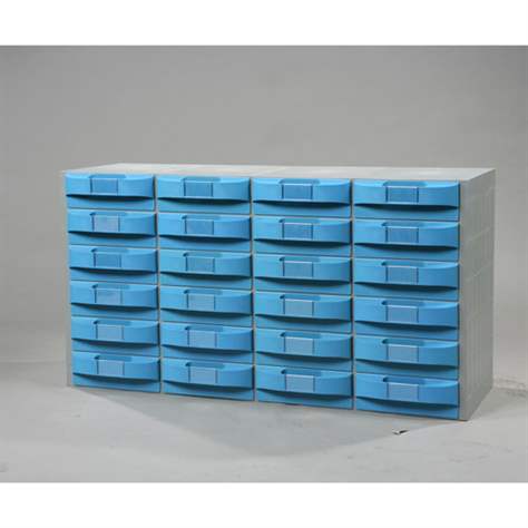 Plastový zásobník VariBox, 1000 x 533 x 355 mm, 24 zásuviek modrej farby.