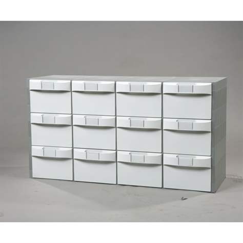 Plastový zásobník VariBox, 1000 x 533 x 355 mm, 12 zásuviek šedej farby.