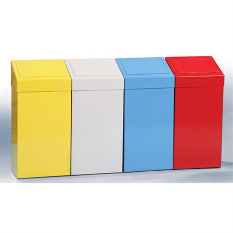 Coș colector selectiv de deșeuri metalic, înălțime 700 mm, verde RAL6011 - Kovona Lysa nad Labem - imagine2