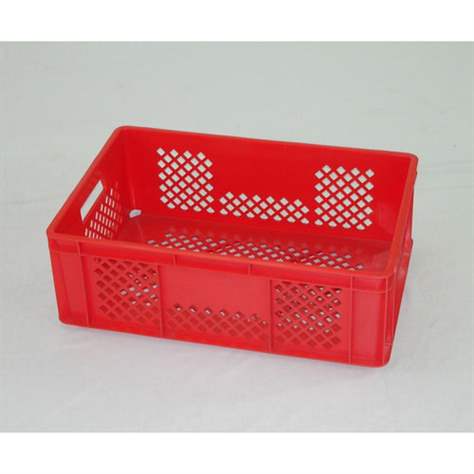 Kunststoff-Stapelbehälter Euro200, 600 x 400 x 200 mm, Wände durchbrochen, Farbe rot.