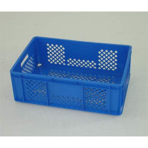 Kunststoff-Stapelbehälter Euro200, 600 x 400 x 200 mm, Wände durchbrochen, Farbe blau.