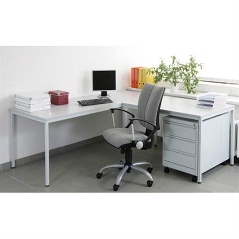 Birou - masă de scris - masă pe colț simetrică, lățime x adâncime 2000 x 2000 x 800 mm, culoare gri - Kovona Lysa nad Labem