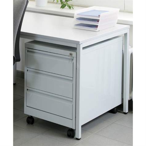 Rollbox - modul container tip dulăpior mobil, 3 sertare, înălțime 635 mm, gri - Kovona Lysa nad Labem