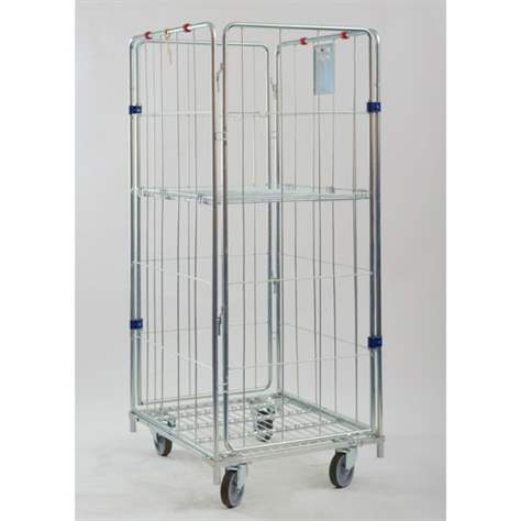 Cărucior cu pereți înalți din sârmă tip grilaj cu 4 pereți laterali, fără polițe, rollcontainer boxcontainer, lxLxH: 700x800x1665 mm