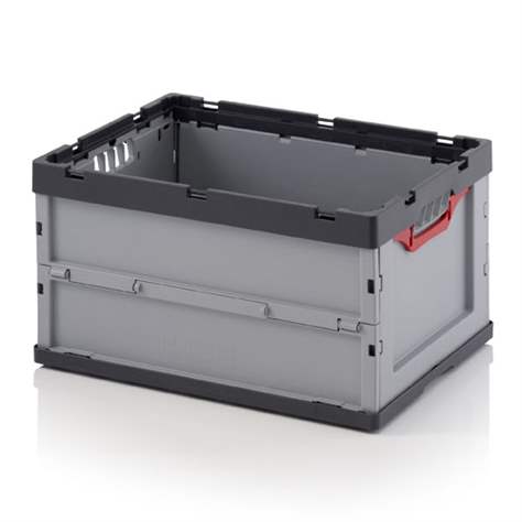 Přepravka plastová Euro skladací, šedá barva, 600 x 400 x 270 mm