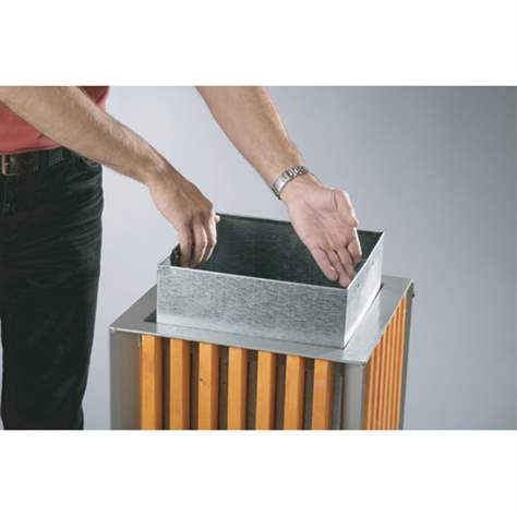 Abfallsammler mit Schutzdach, Holzlattenverkleidung Farbton Mahagon, Volumen 65 l, H 940 mm - Bild3