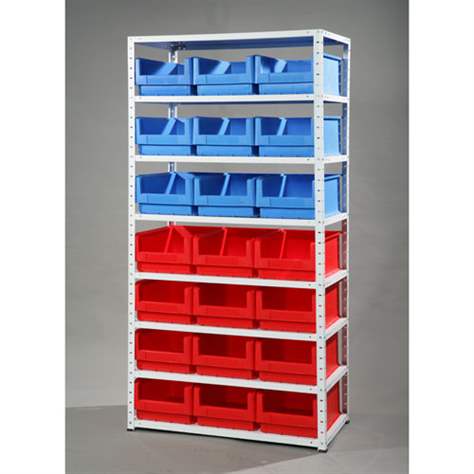 Schraubregal mit Sichtlagerboxen, H x B x T: 2000x1000x500 mm, Anzahl Boxen: 21 Stk.