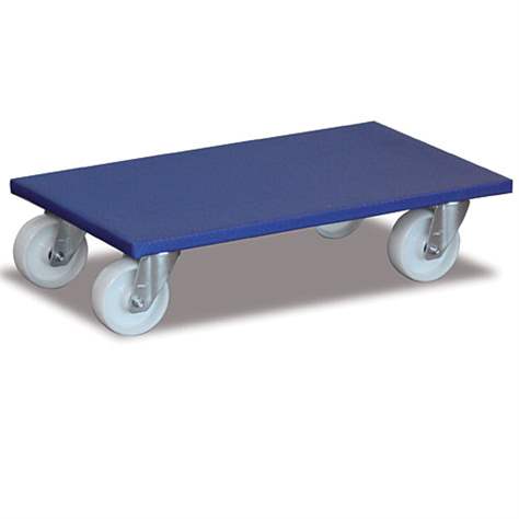 Möbelroller 600x350 mm, Tragfähigkeit 500 kg, Sperrholzplatte, Polyamid-Räder 100 mm - Cordes