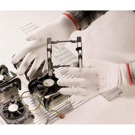 Mănuși fine - echipament de lucru, impregnate cu poliuretan, culoare albă, mărimea 9", unitate ambalare 12 buc.