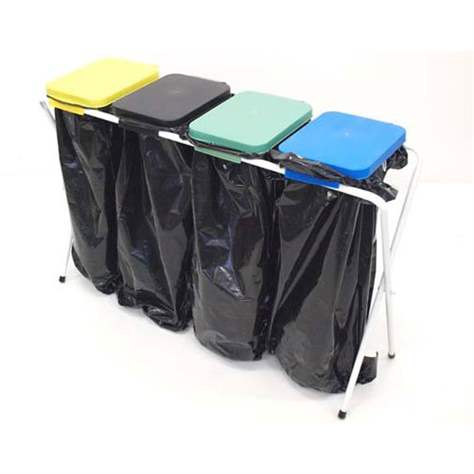 Wertstoffsammler für 4x 70 - 120 l Säcke, zusammenlegbar, Kunststoffdeckel (Gelb, Schwarz, Blau, Grün)