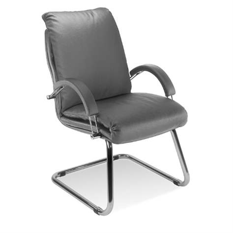 Besucher-Sessel NADIR, mit Armlehnen, Stahlgestell verchromt, Lederbezug - hellgrau - Nowy Styl Group