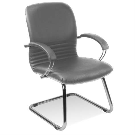 Besucher-Sessel MIRAGE, mit Armlehnen, Stahlrahmen verchromt, Lederbezug - hellgrau - Nowy Styl Group