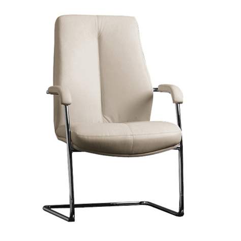 Besucher-Sessel SONATA, mit Armlehnen, Stahlrahmen verchromt, Lederbezug - beige - Nowy Styl Group