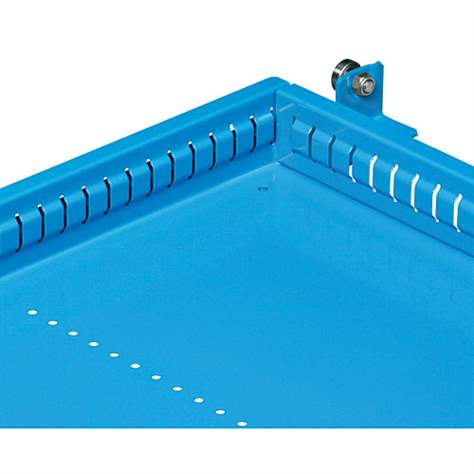 Werkbank, Buche Massiv-Arbeitsplatte 1500 x 700 mm, 3 x Schubladen, Farbe blau RAL5012 - Polak CZ, s.r.o. - Bild6