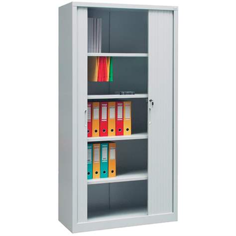 Kovová skříň s žaluziovými dveřmi, v x š x h: 1990 x 1200 x 435 mm, barva korpusu šedá RAL7035, žaluzie šedé - Malow - obrázek4