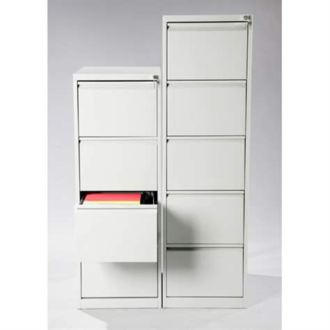 Registraturschrank für Formate DIN A4 und FOLIO, 4 Schubladen, HxBxT: 1325x475x620 mm, Farbe grau RAL7035 / grau RAL7035 - Kovona Lysa nad Labem - Bild4