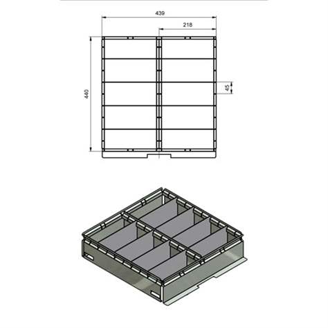 Schubladen-Trennung 2 x 5, Höhe 110 mm, Verstellbar, verzinkt - Malow