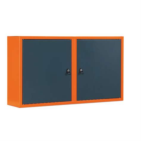 Nástěnná skříňka TECHNO Light, šířka 1064 mm, barva oranžová RAL2004/antracit RAL7016. - Malow