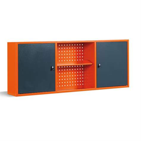 Nástěnná skříňka TECHNO Light, šířka 1596 mm, barva oranžová RAL2004/antracit RAL7016. - Malow