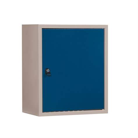 Nástěnná skříňka TECHNO Light, šířka 532 mm, barva šedá RAL7035/modrá RAL5012. - Malow