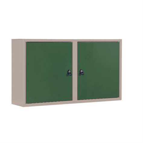 Nástěnná skříňka TECHNO Light, šířka 1064 mm, barva šedá RAL7035/zelená RAL6011. - Malow