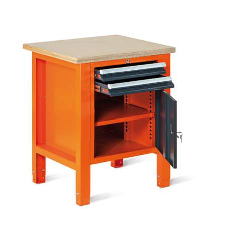 Werkstatt-Tisch TECHNO Light, Breite 725 mm, 2 Schubladen, Schrank, Farbe lichtgrau RAL7035/blau RAL5012. - Malow - Bild5