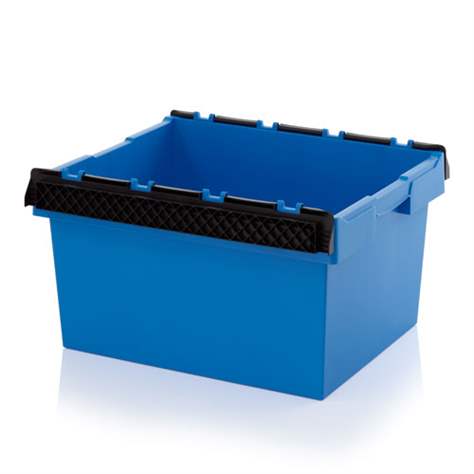 Plastová přepravka pro distribuci bez víka, se stohovacími třmeny, 800 x 600 x 420 mm