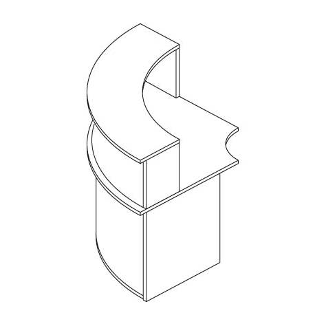 Rezeption - Modul-Ecke mit Aufbau, außen, Farbe Nuss. - Nowy Styl Group