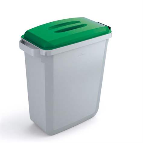 Abfallbehälter DURABIN, Volumen 60 l, Behälter grau, Deckelfarbe grün
