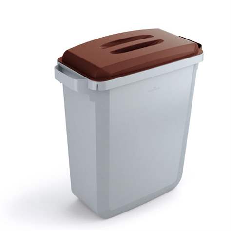 Abfallbehälter DURABIN, Volumen 60 l, Behälter grau, Deckelfarbe braun