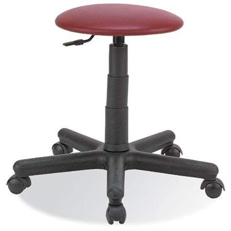 Taburet de lucru atelier productie ergonomic rotativ pentru industrie GOLIAT cu roți, înlocuitor de piele, roșu - Nowy Styl Group