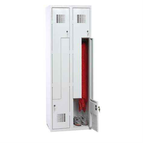 Garderobenschrank 'Z' - WEMO, 2 x 300 mm, Türfarbe Grau RAL7035, ohne Füße, Zylinderschloss - Malow - Bild2