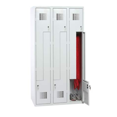 Garderobenschrank 'Z' - WEMO, 3 x 300 mm, Türfarbe Grau RAL7035, ohne Füße, Zylinderschloss - Malow - Bild2