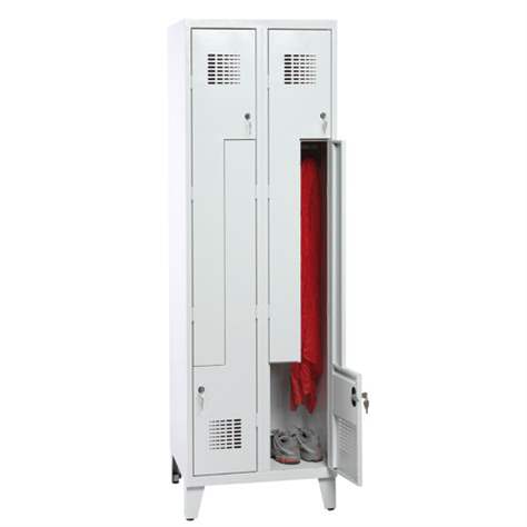 Garderobenschrank 'Z' - WEMO, 2 x 300 mm, Türfarbe Grau RAL7035, mit Füßen, Zylinderschloss - Malow - Bild2