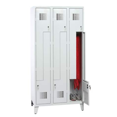 Garderobenschrank 'Z' - WEMO, 3 x 300 mm, Türfarbe Grau RAL7035, mit Füßen, Drehriegelverschluss - Malow - Bild2
